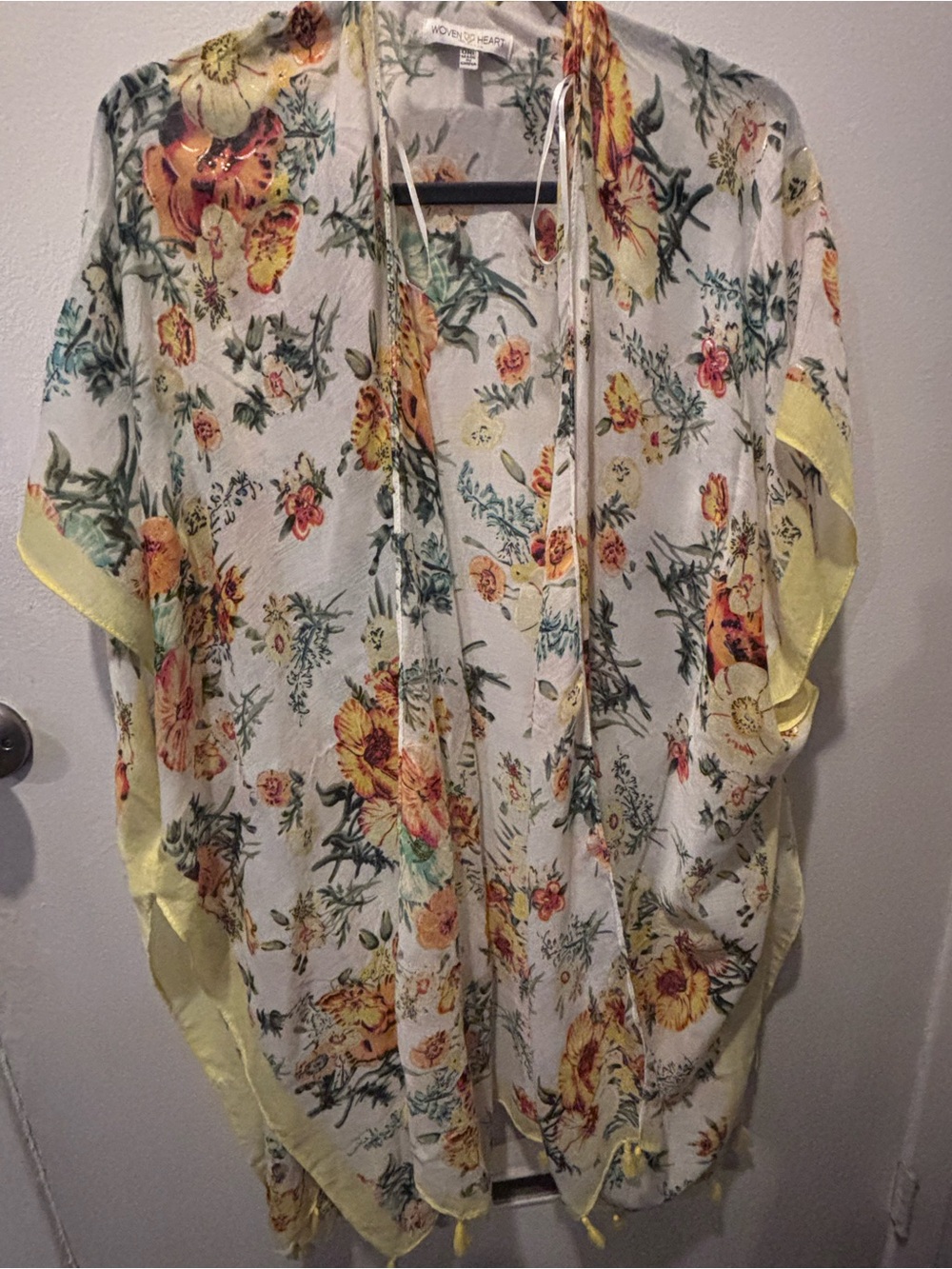 Moss & Spy Yellow Floral Sheer Kimono